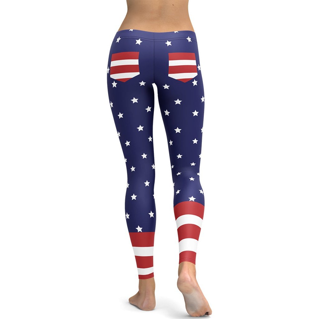 Women's 4th of July Patriotic American Flag Print Pattern Workout Leggings  Premium Soft Stretch Peach Skin Yoga Pants at  Women's Clothing store