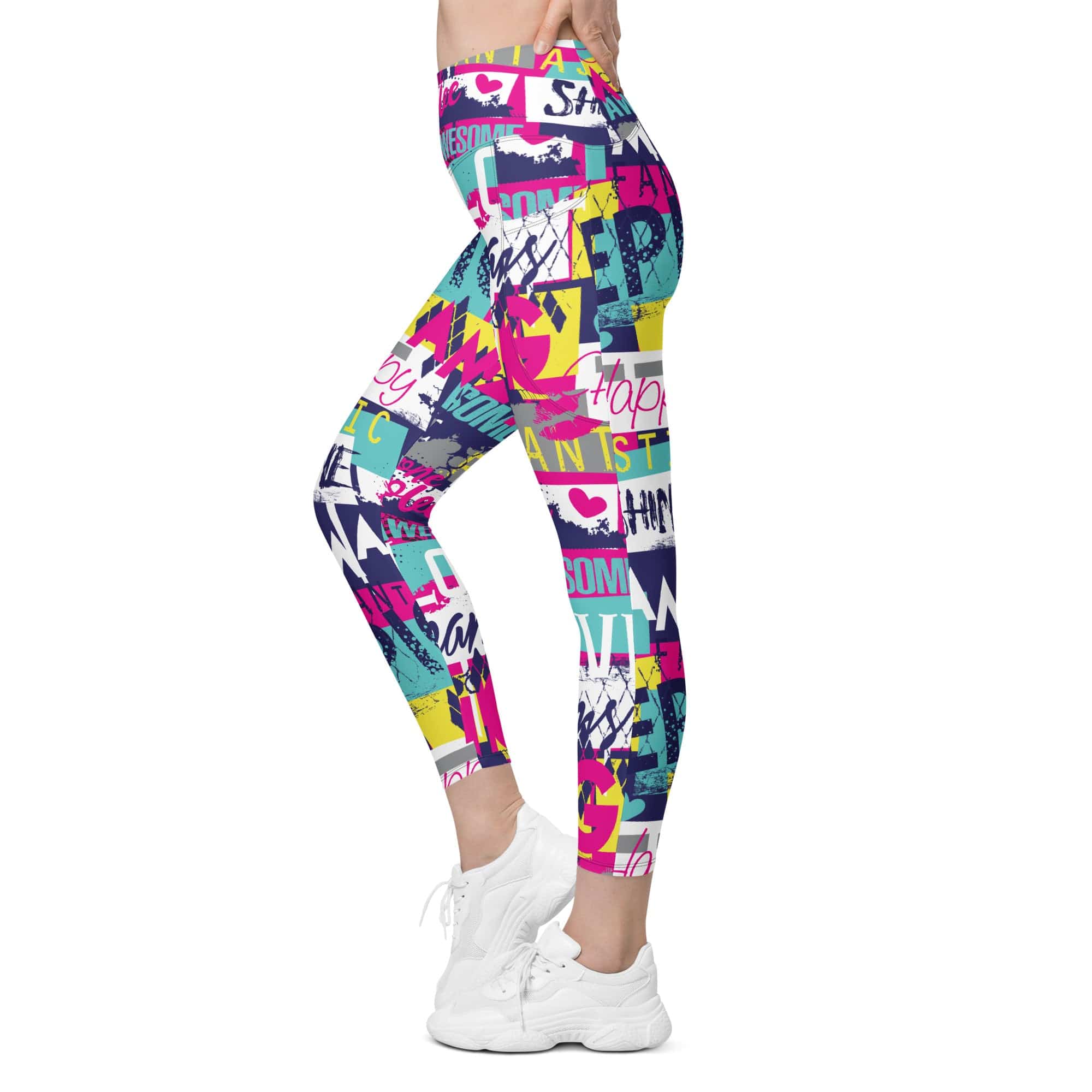 Cool Slogan Leggings With Pockets