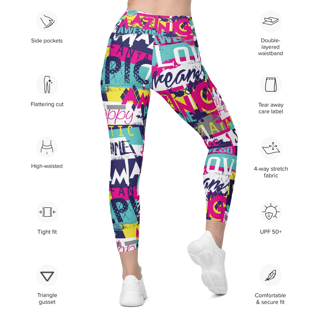 Cool Slogan Leggings With Pockets