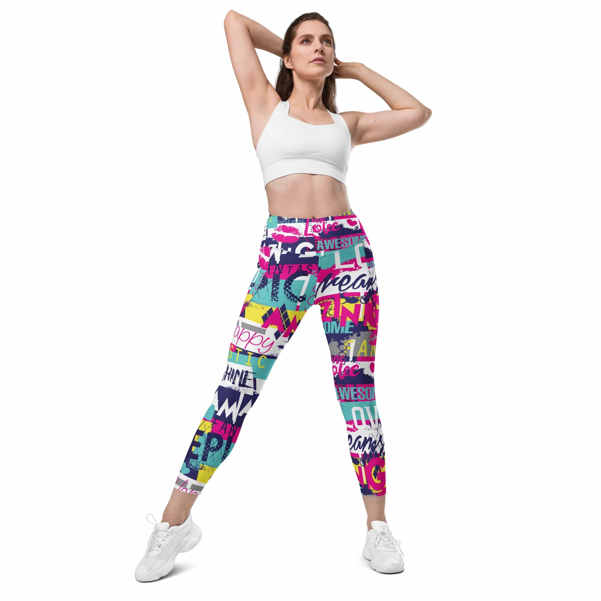 Cool Slogan Leggings With Pockets