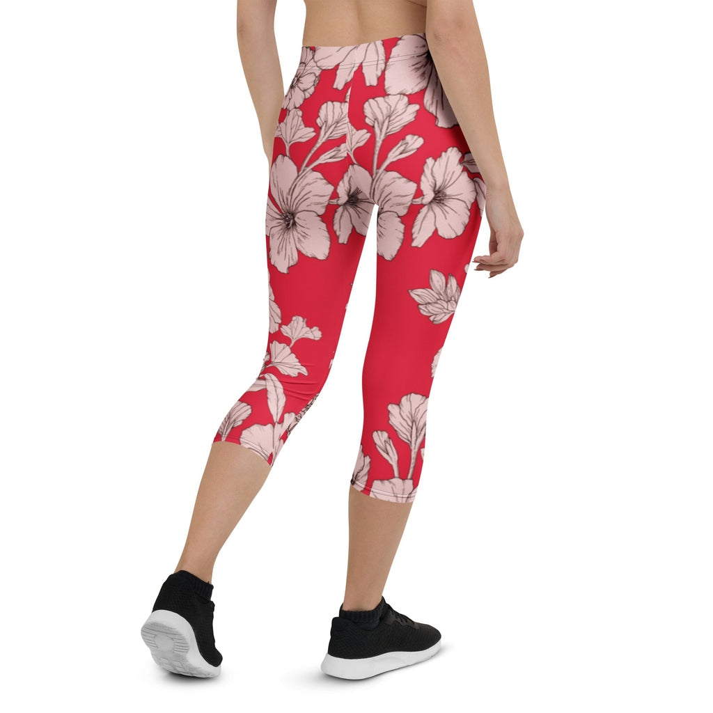 Crimson Hibiscus Capris