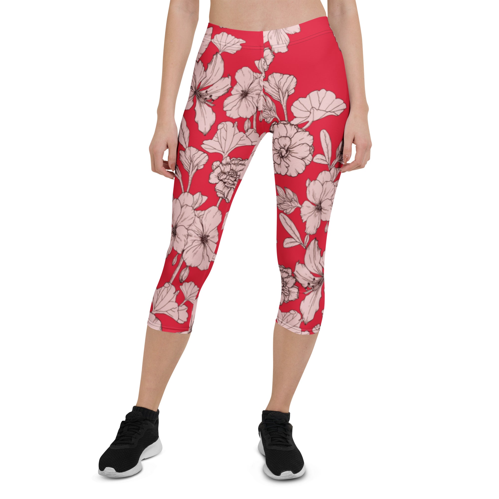 Crimson Hibiscus Capris
