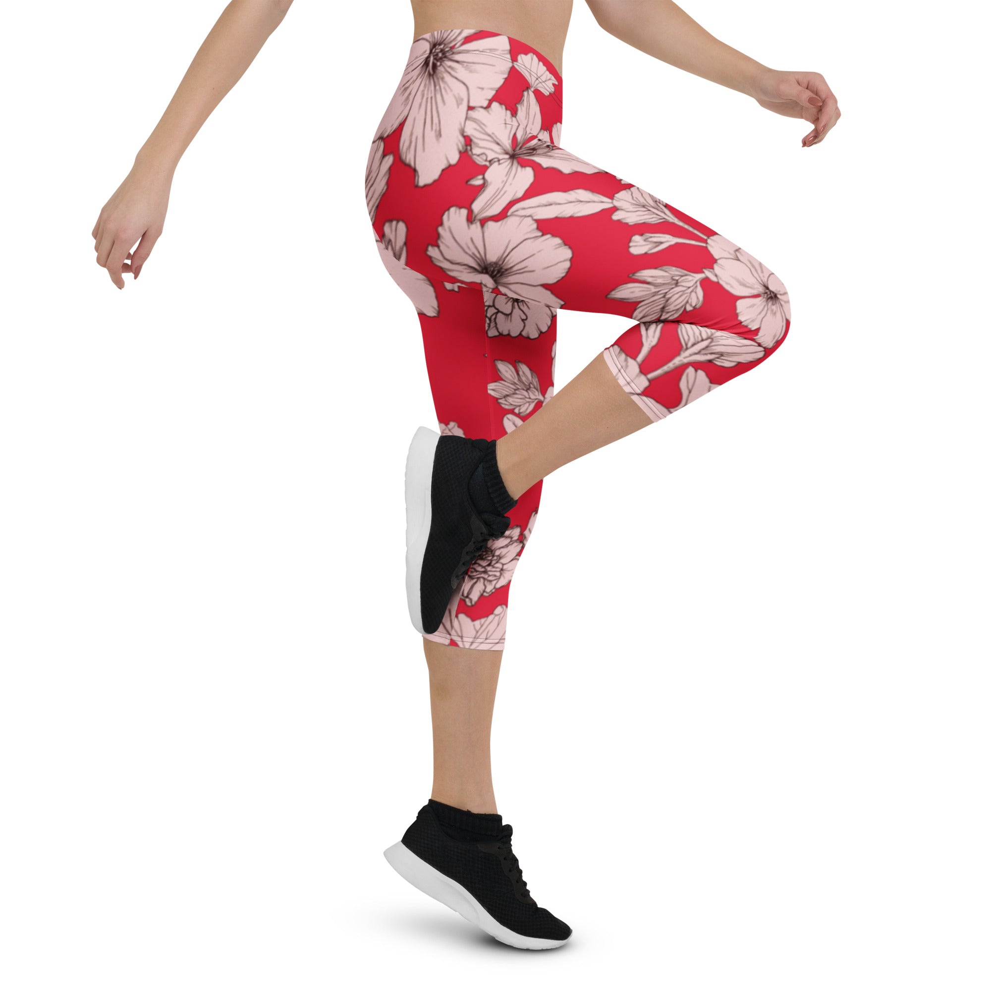 Crimson Hibiscus Capris