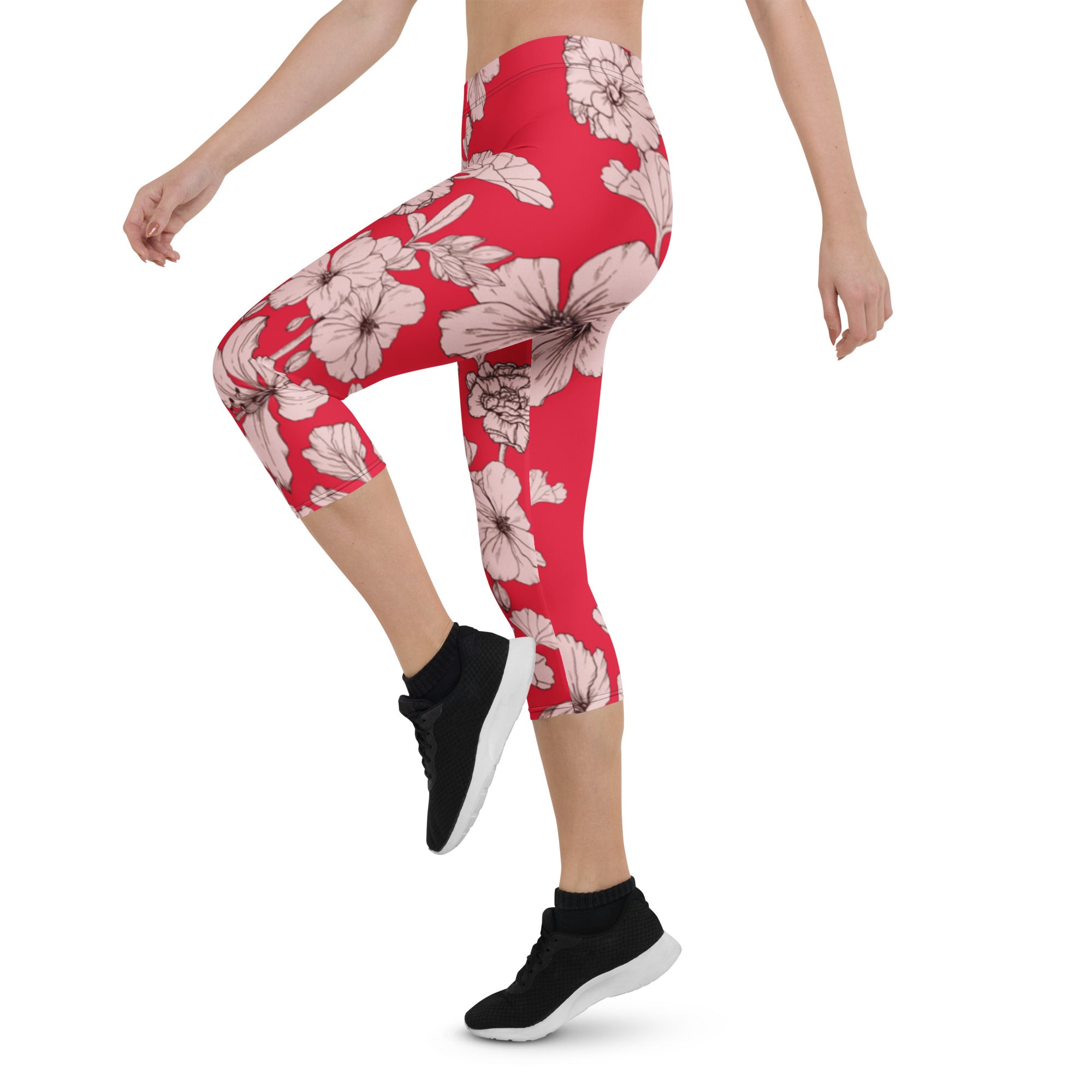 Crimson Hibiscus Capris
