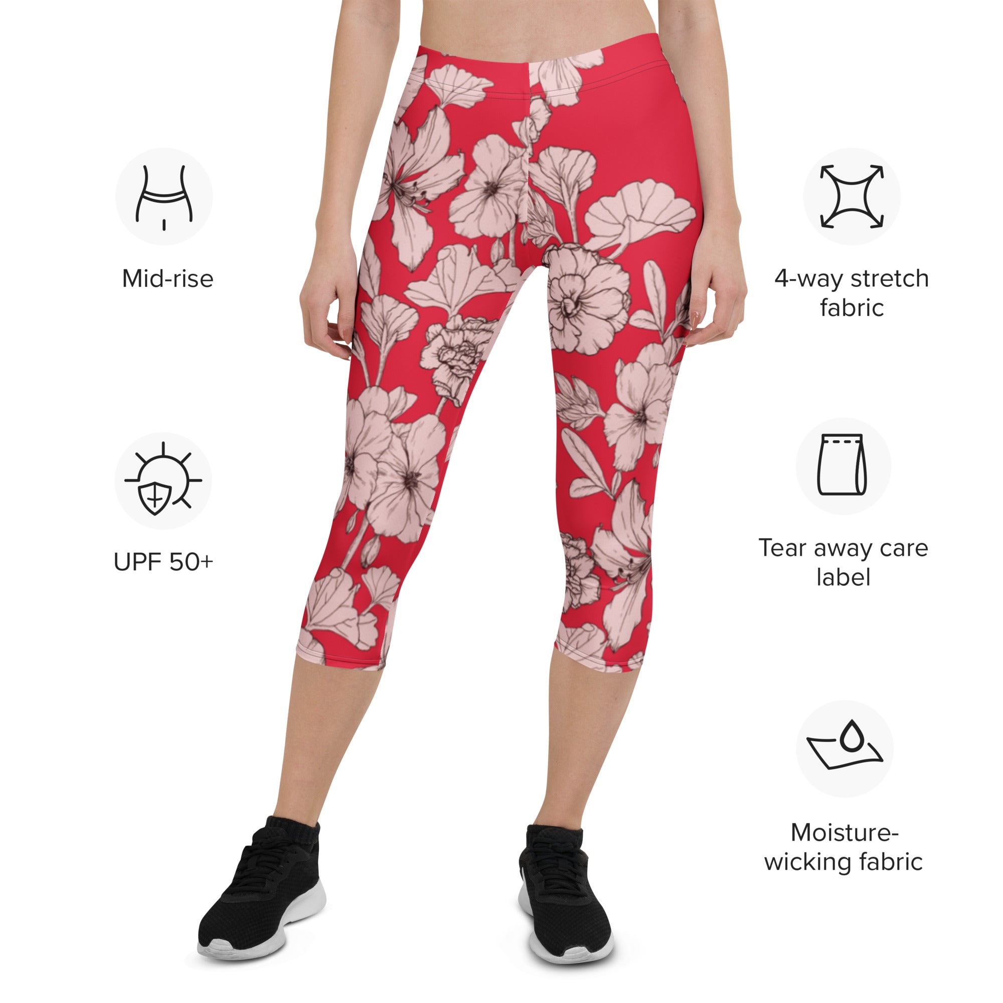 Crimson Hibiscus Capris