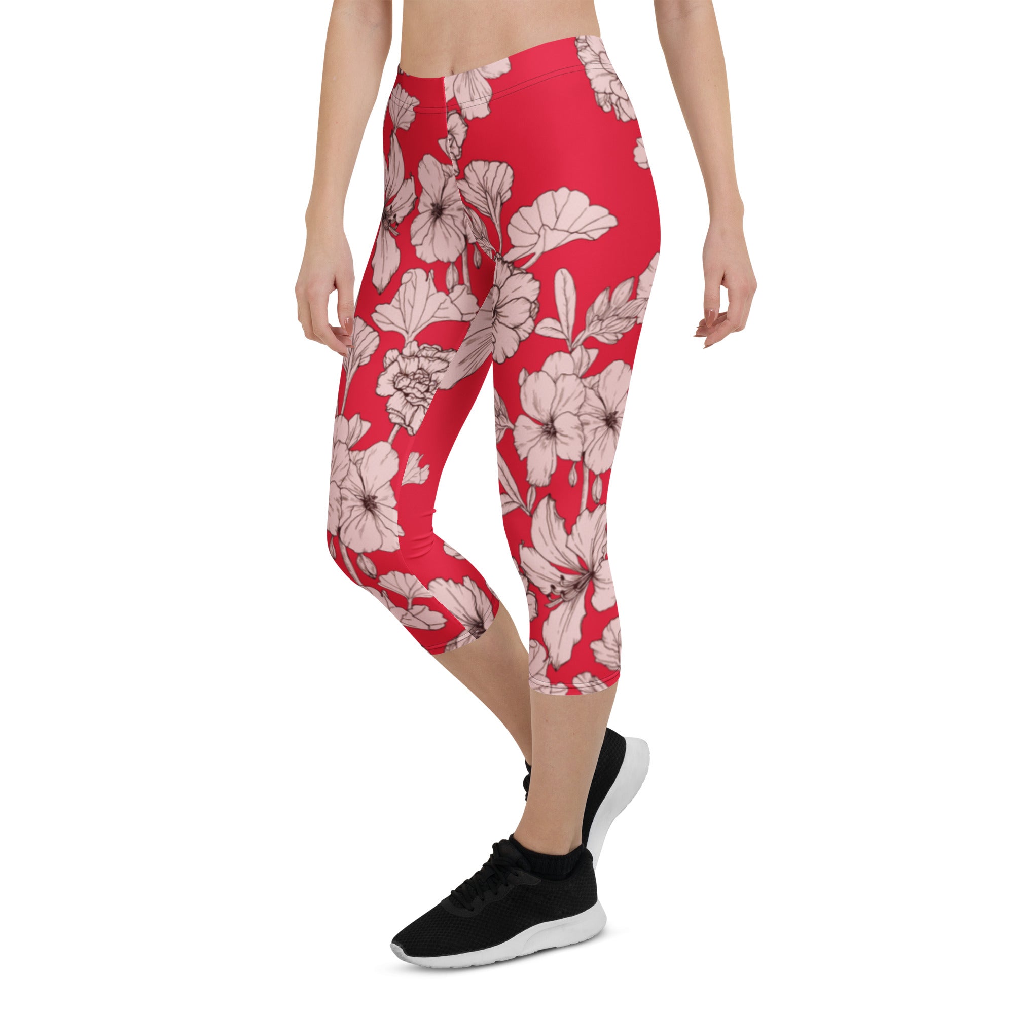 Crimson Hibiscus Capris