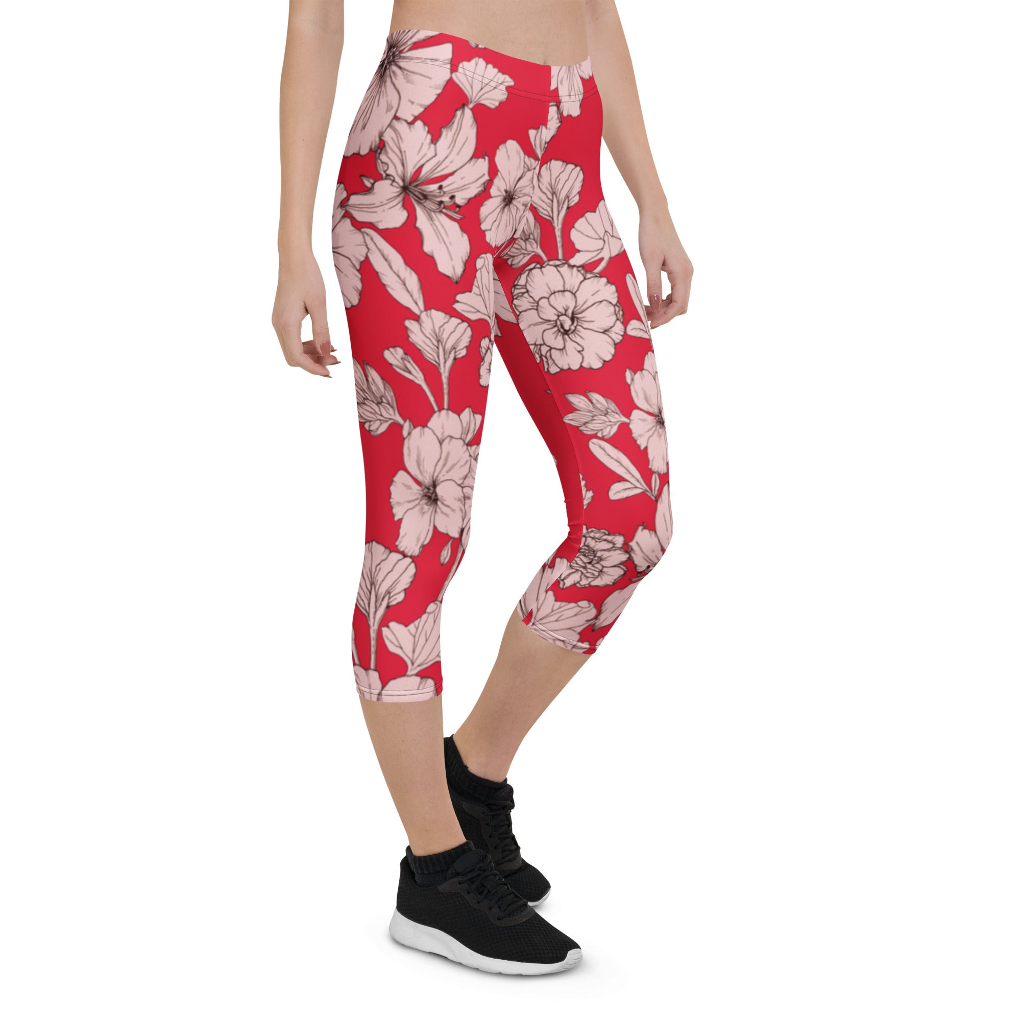Crimson Hibiscus Capris
