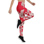 Crimson Hibiscus Leggings