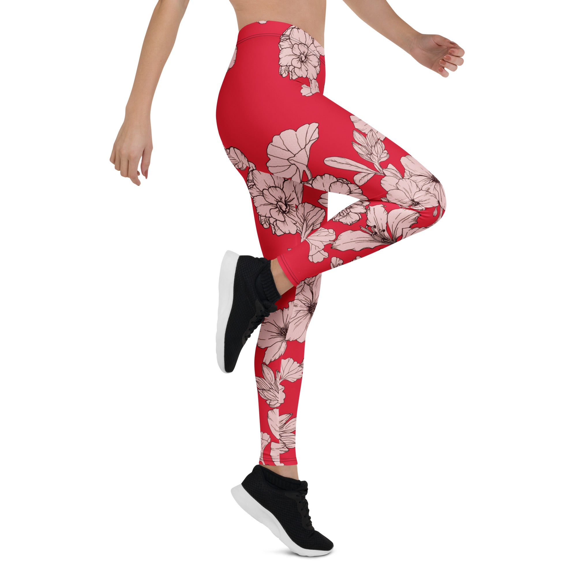 Crimson Hibiscus Leggings