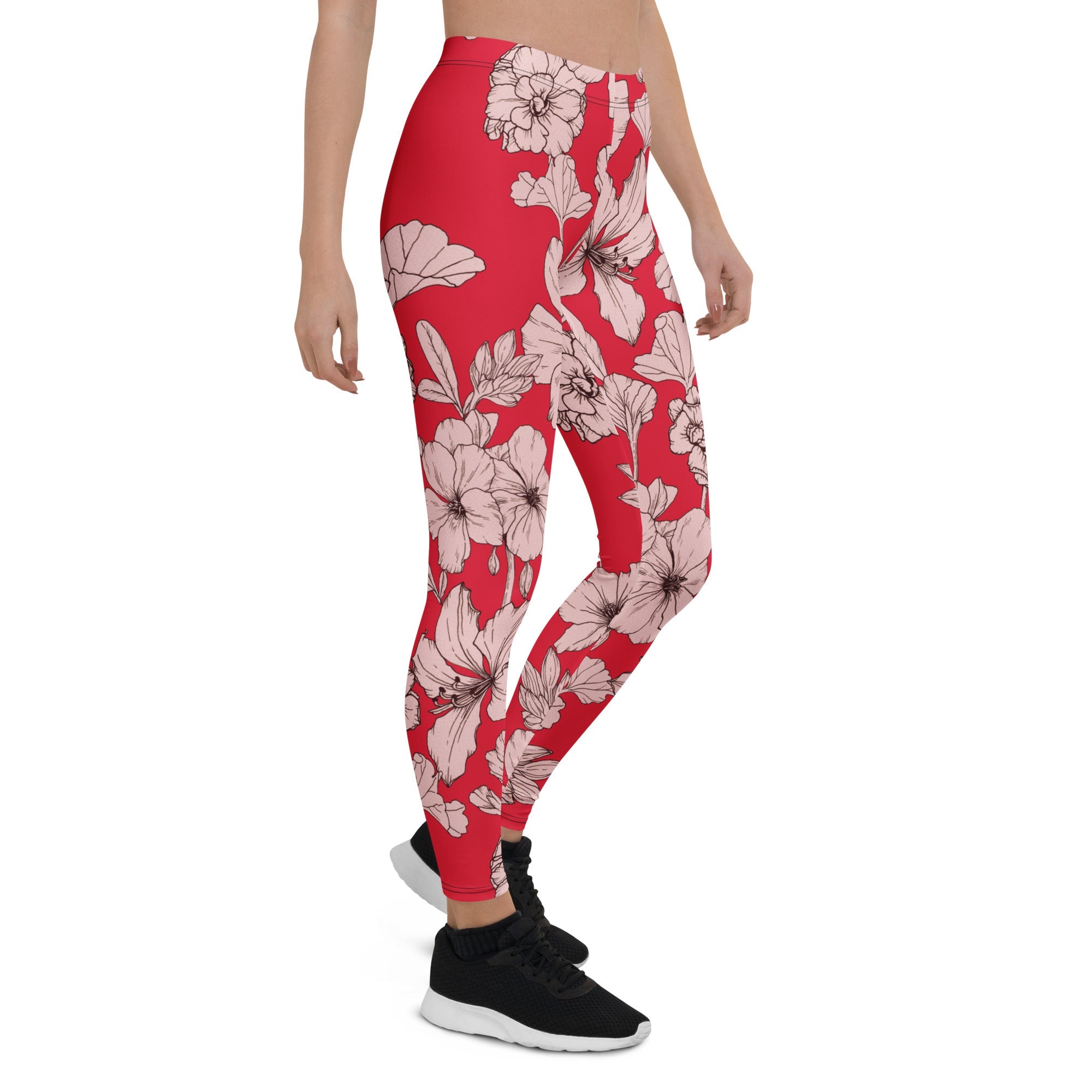 Crimson Hibiscus Leggings