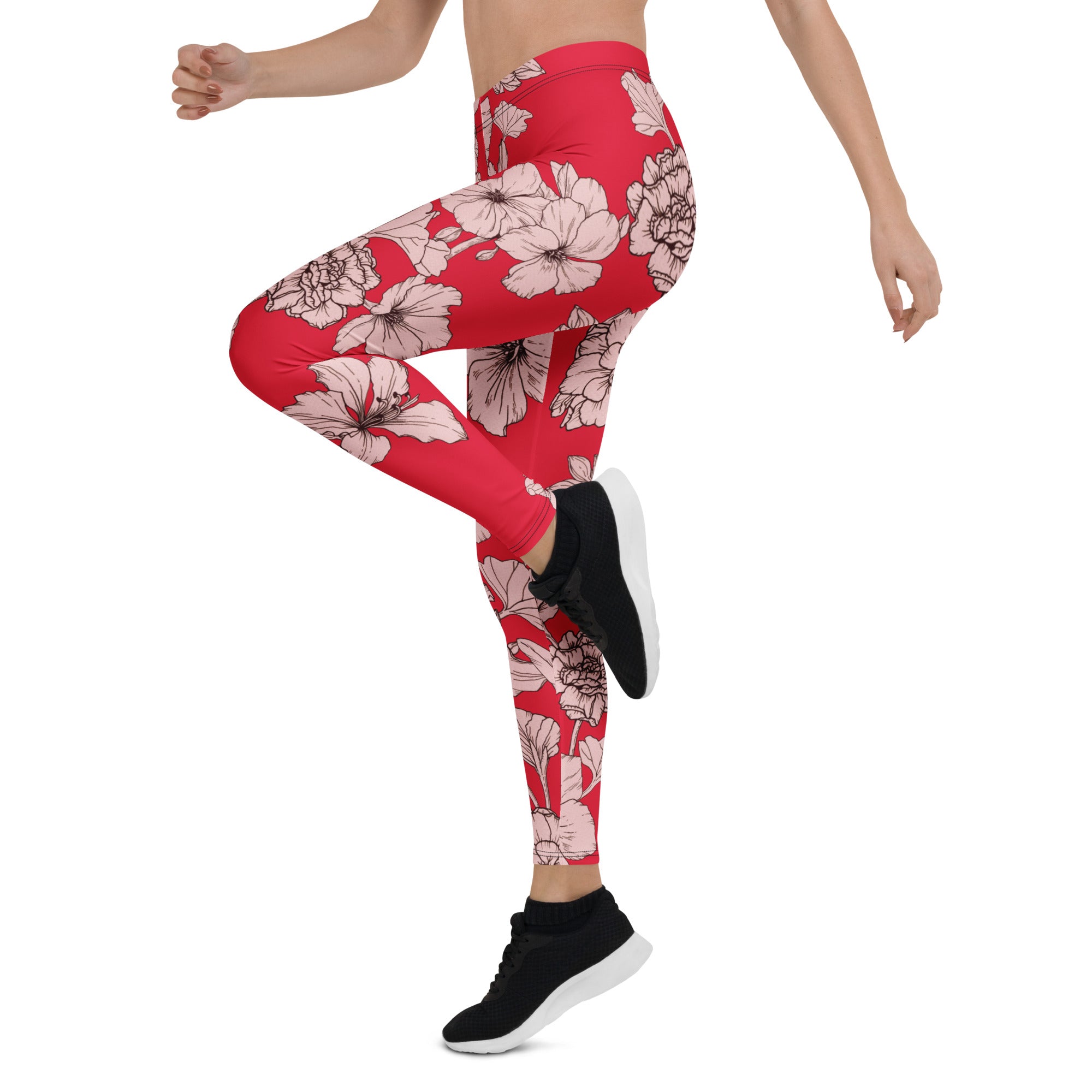 Crimson Hibiscus Leggings