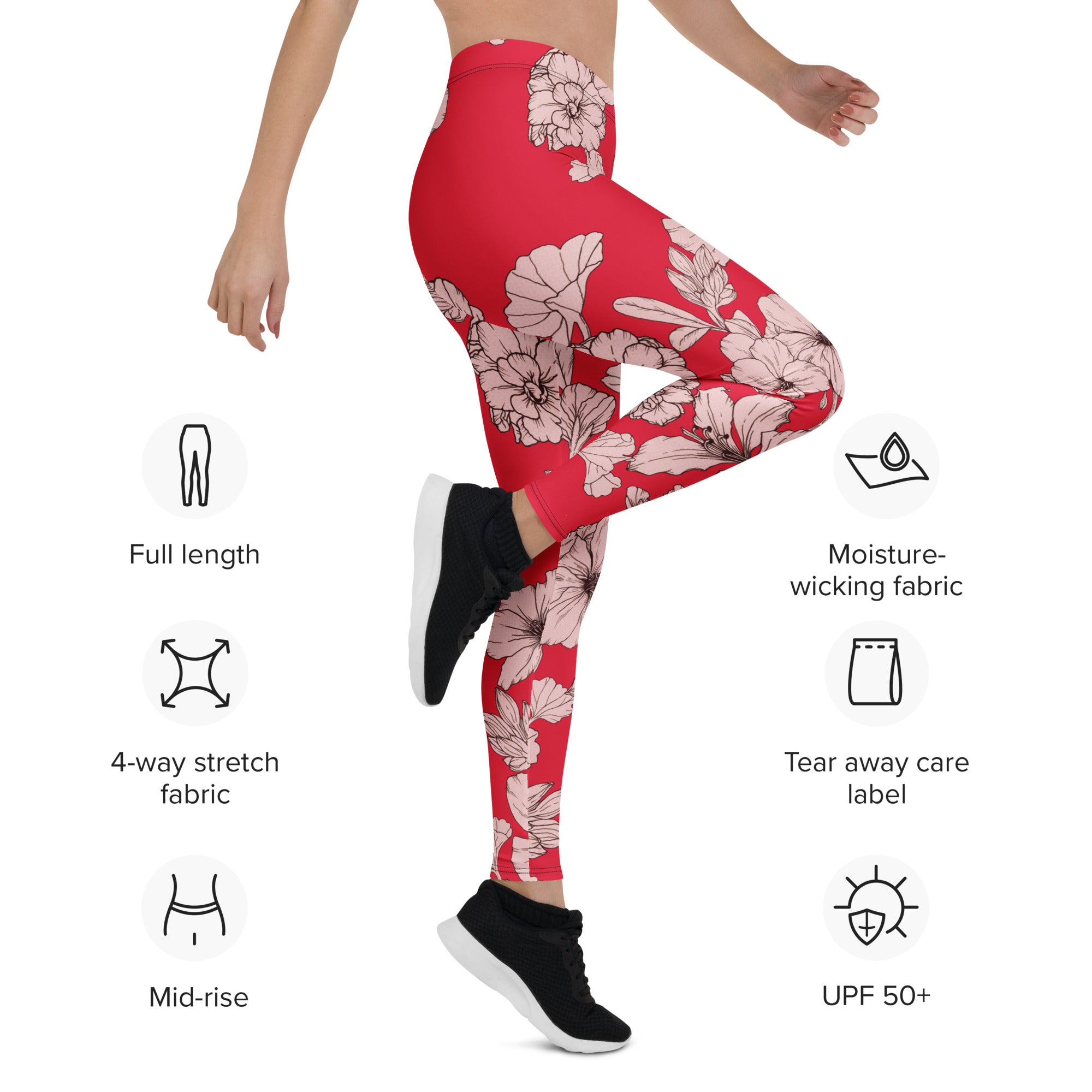 Crimson Hibiscus Leggings