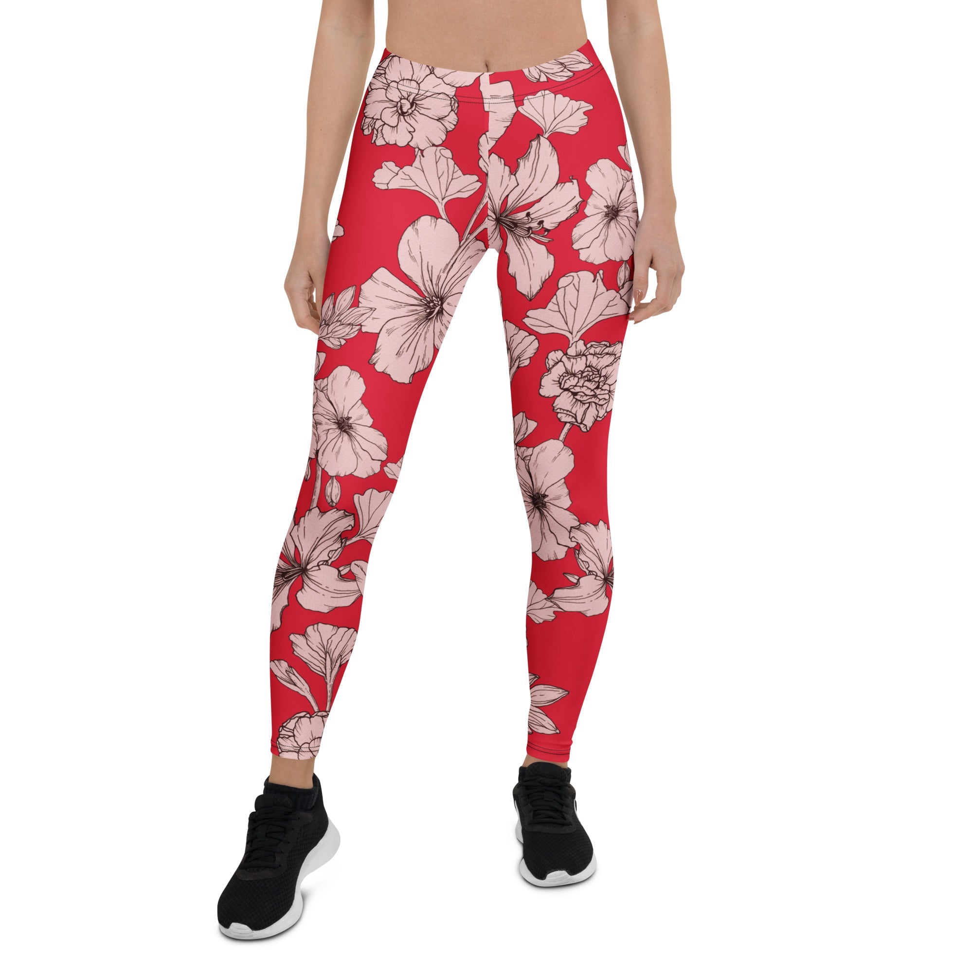 Crimson Hibiscus Leggings