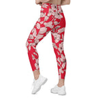 Crimson Hibiscus  Leggings With Pockets
