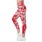 Crimson Hibiscus  Leggings With Pockets