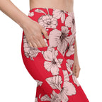 Crimson Hibiscus  Leggings With Pockets