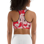 Crimson Hibiscus Sports Bra