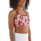 Crimson Hibiscus Sports Bra