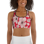 Crimson Hibiscus Sports Bra