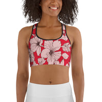 Crimson Hibiscus Sports Bra