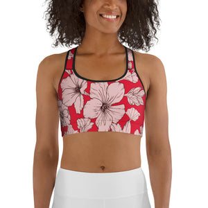 Crimson Hibiscus Sports Bra
