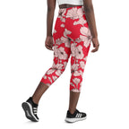 Crimson Hibiscus Yoga Capris