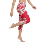 Crimson Hibiscus Yoga Capris