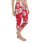 Crimson Hibiscus Yoga Capris