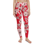 Crimson Hibiscus Yoga Leggings