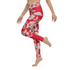 Crimson Hibiscus Yoga Leggings