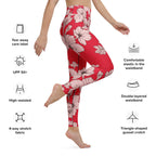 Crimson Hibiscus Yoga Leggings
