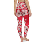 Crimson Hibiscus Yoga Leggings