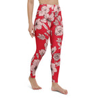 Crimson Hibiscus Yoga Leggings