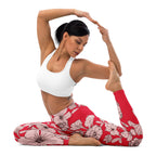 Crimson Hibiscus Yoga Leggings