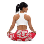 Crimson Hibiscus Yoga Leggings