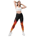 Crimson Inferno Crossover Leggings With Pockets