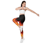 Crimson Inferno Crossover Leggings With Pockets