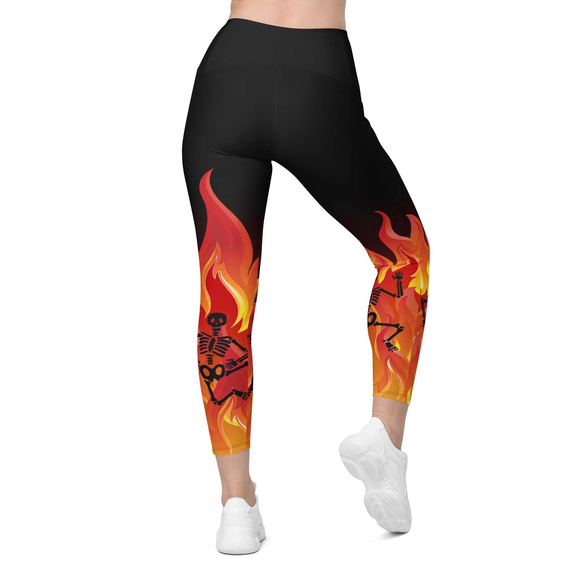 Crimson Inferno Crossover Leggings With Pockets
