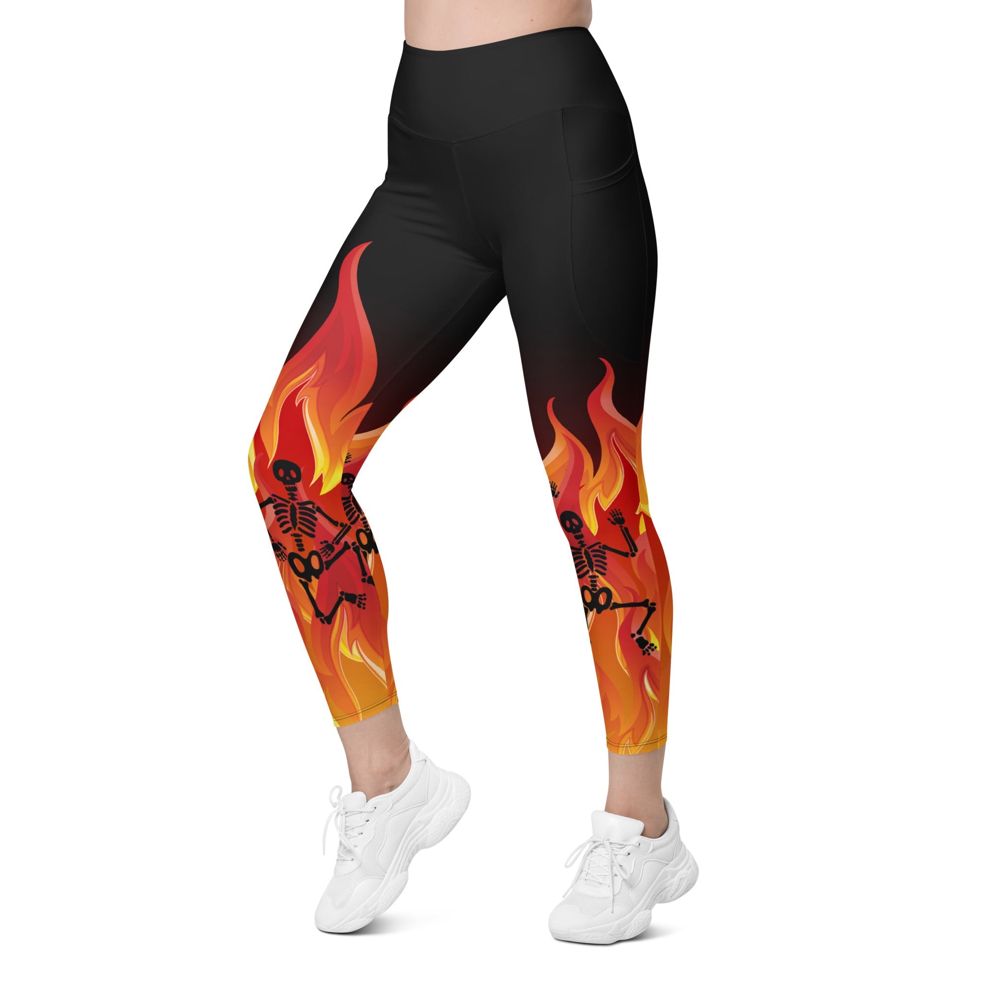 Crimson Inferno Leggings With Pockets