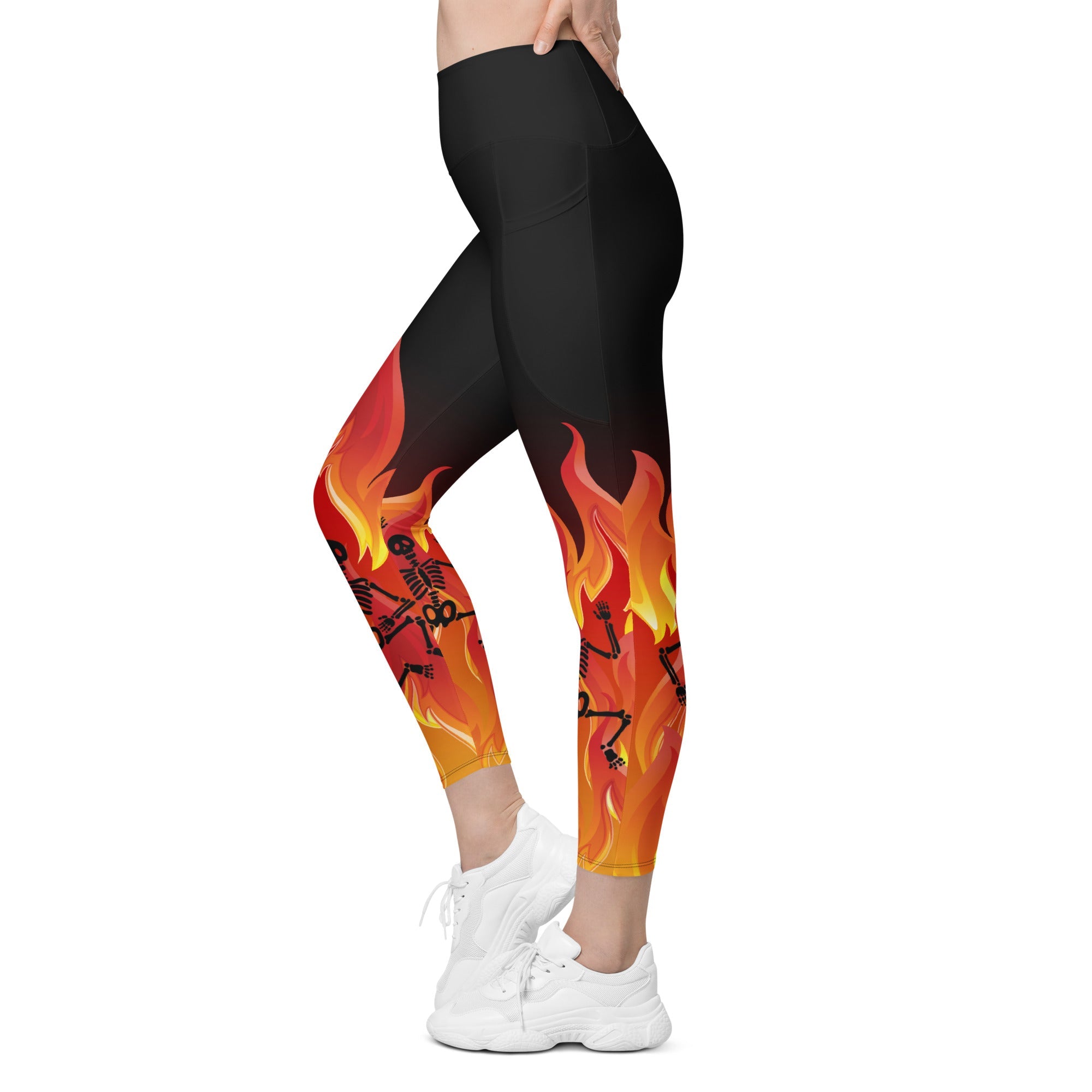 Crimson Inferno Leggings With Pockets