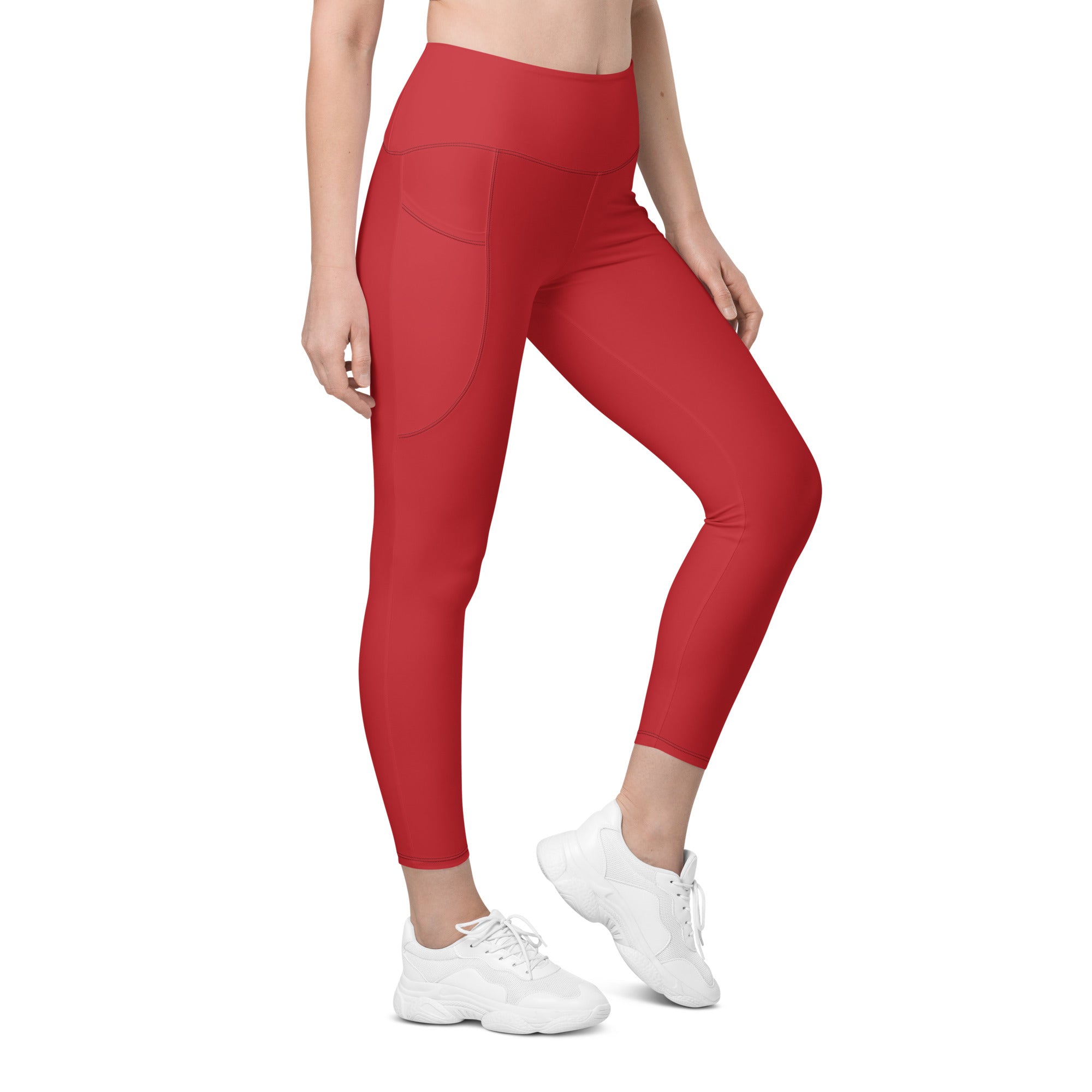 Crimson Red Leggings With Pockets