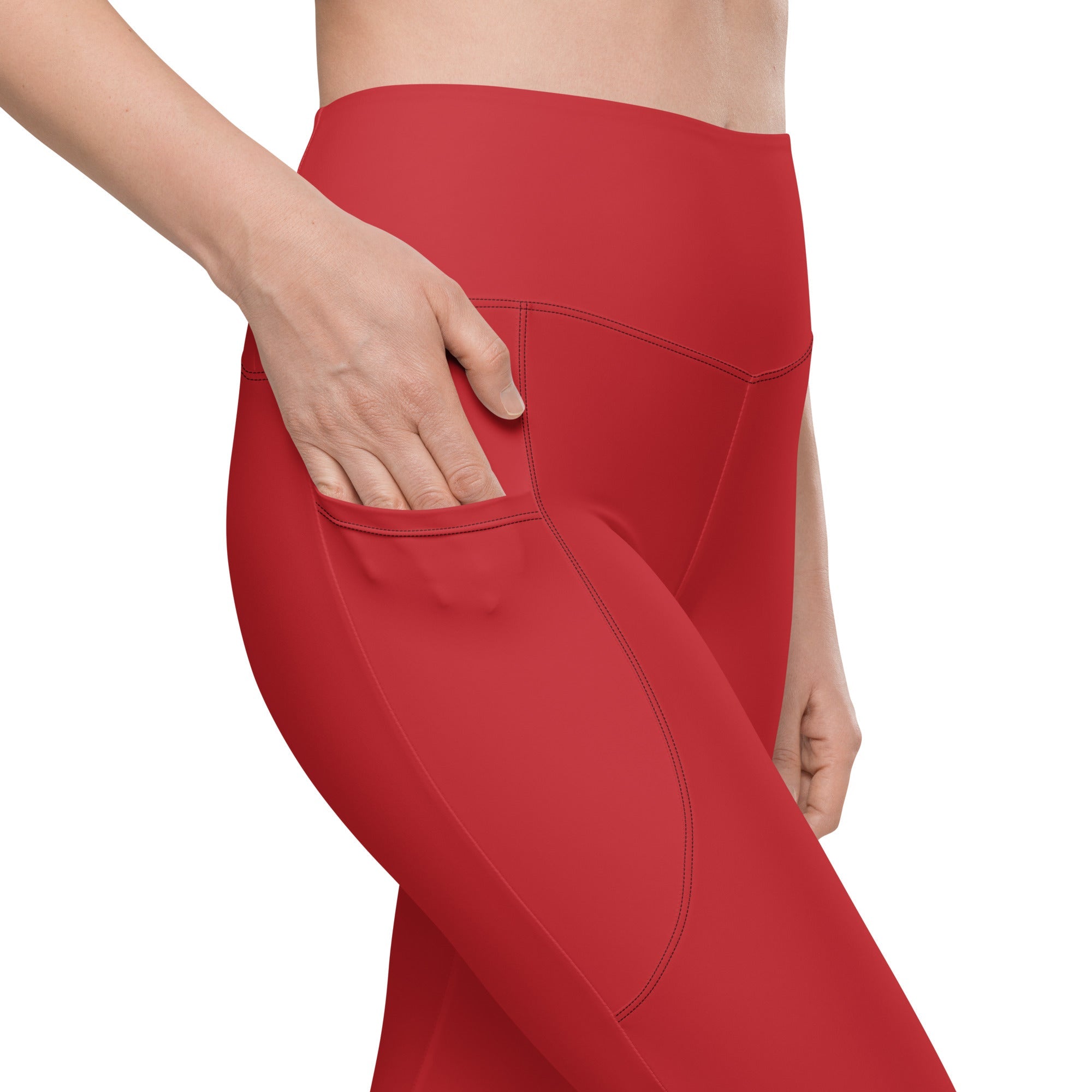 Crimson Red Leggings With Pockets