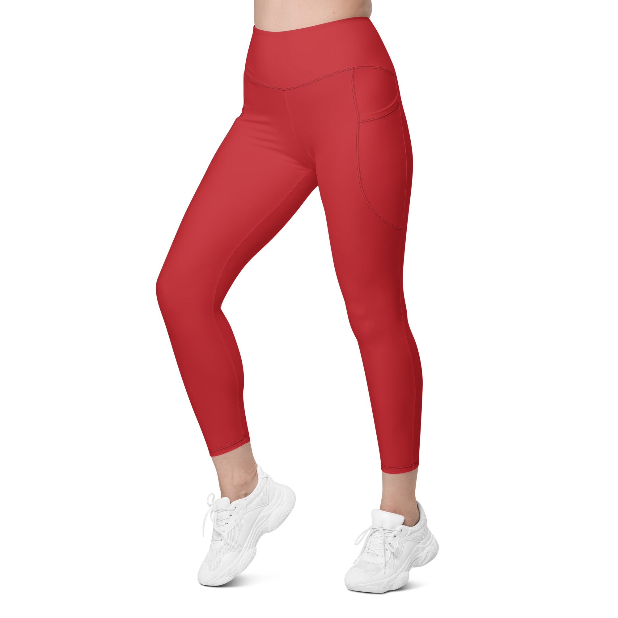 Crimson Red Leggings With Pockets