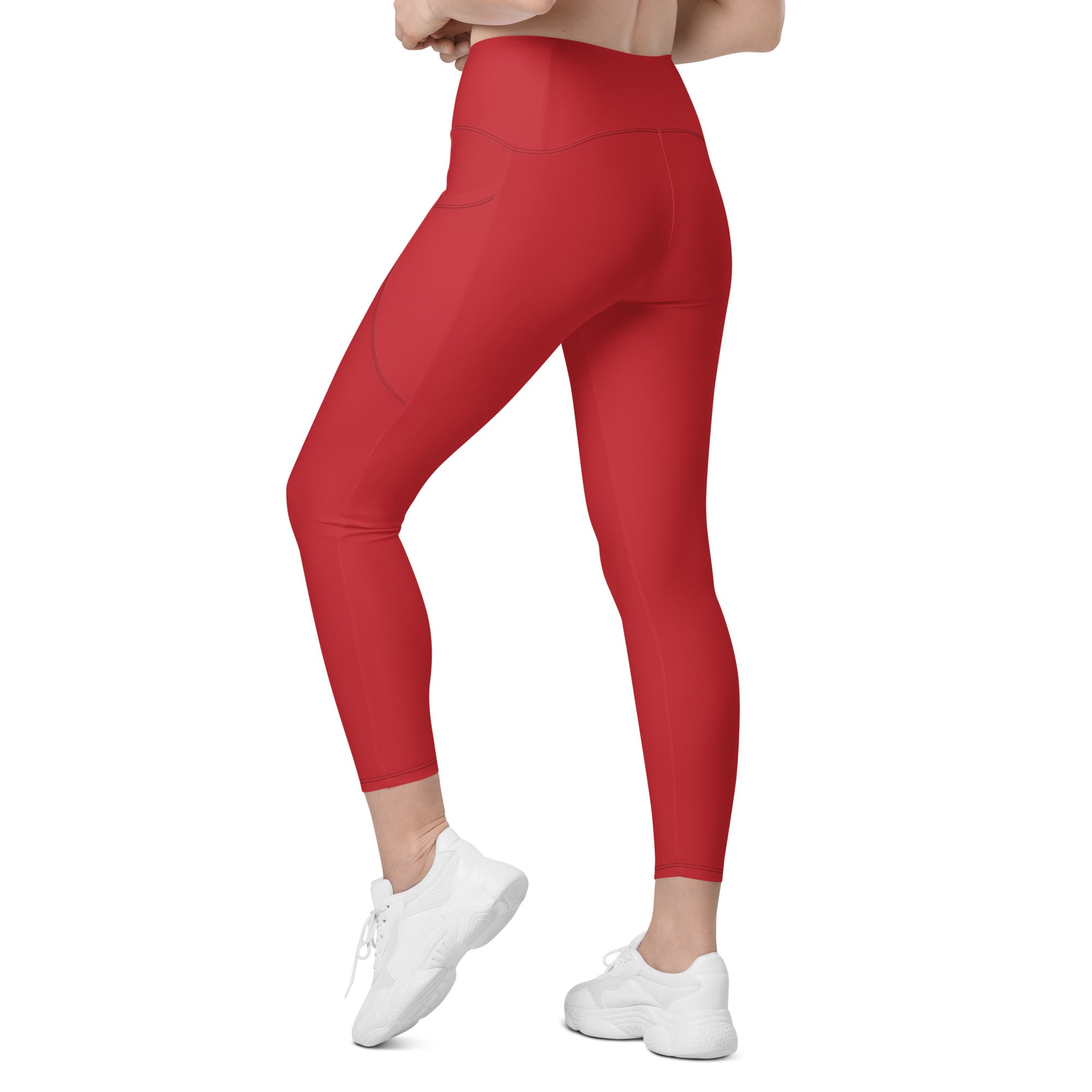 Crimson Red Leggings With Pockets