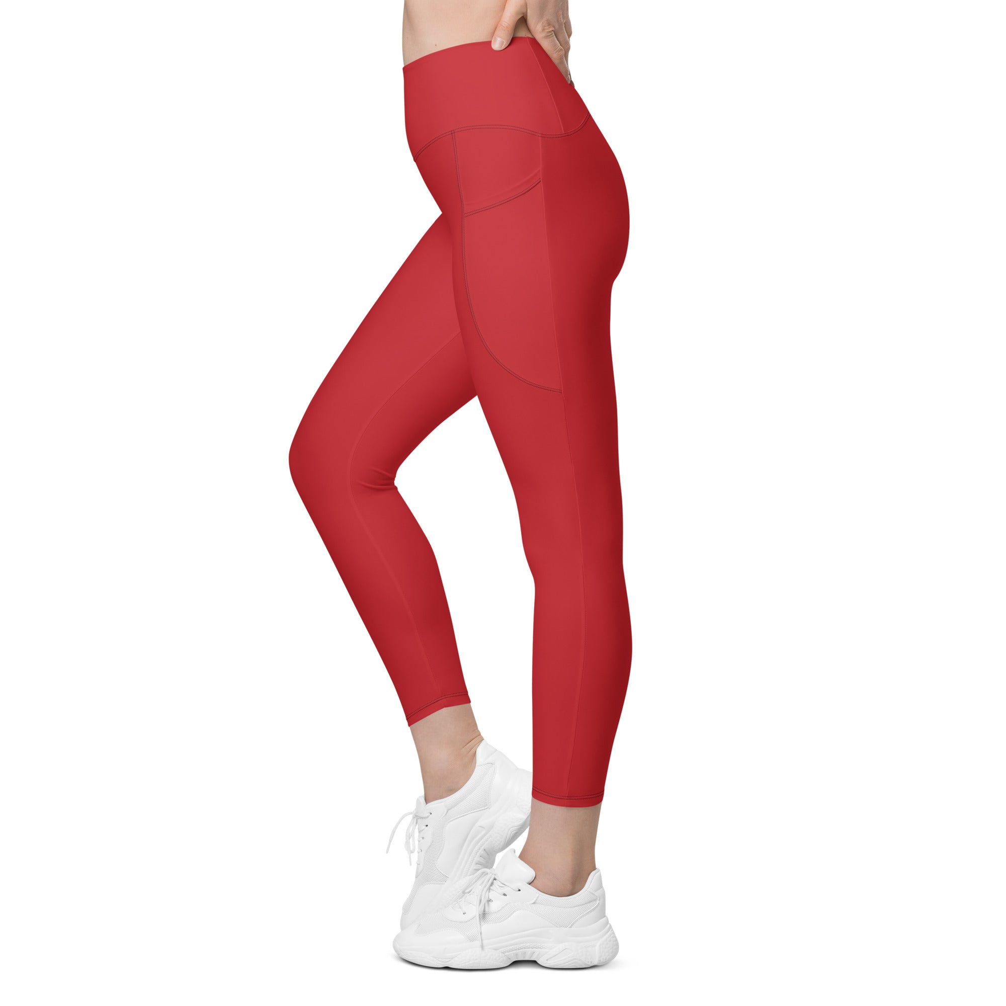 Crimson Red Leggings With Pockets