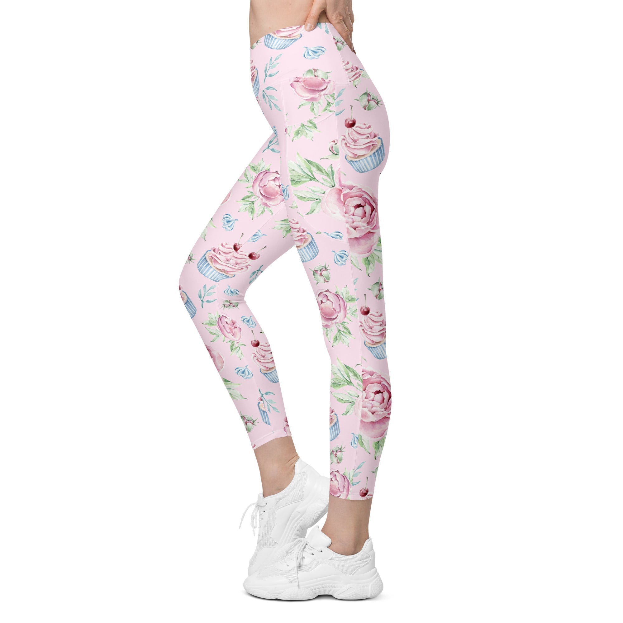 Cupcakes Crossover Leggings With Pockets