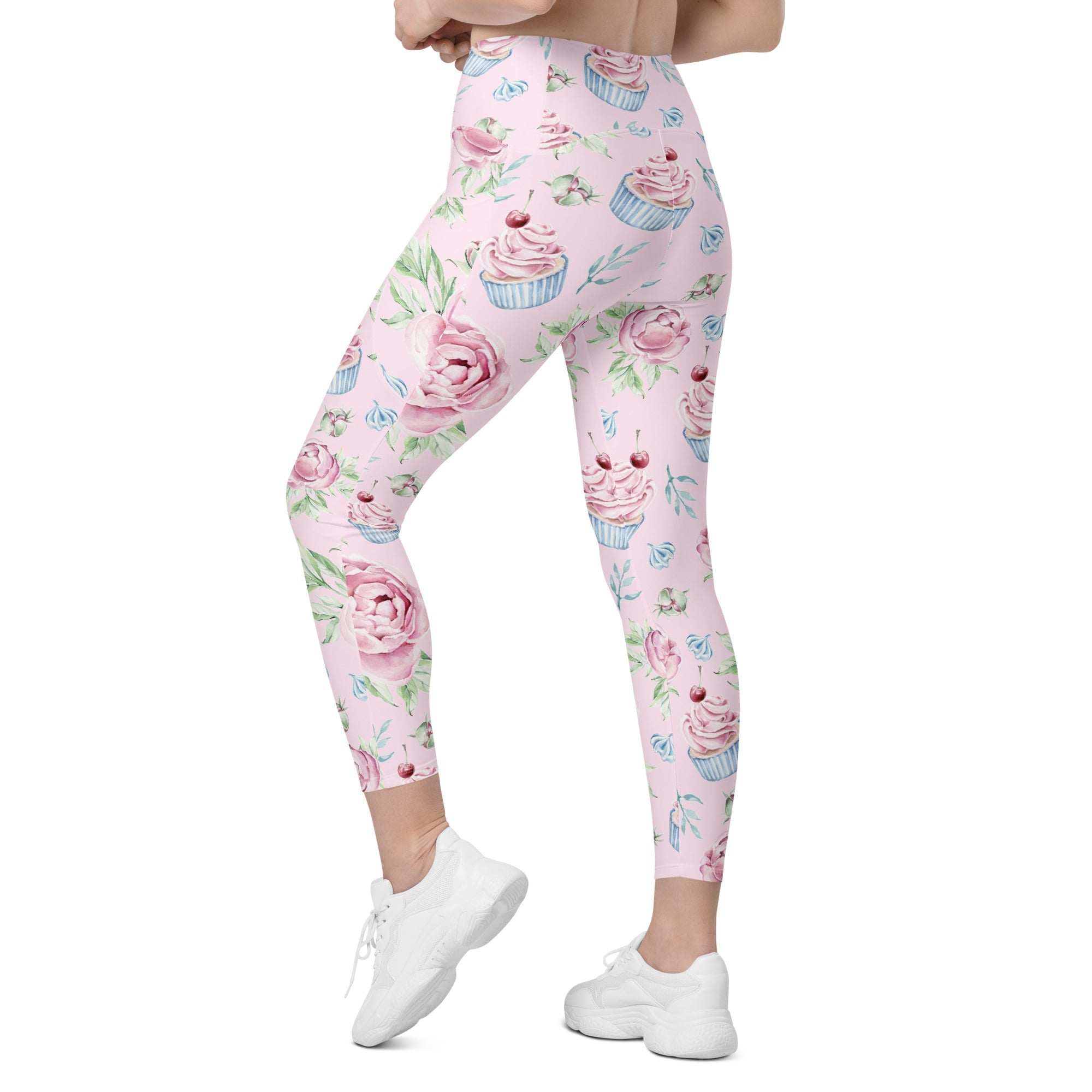 Cupcakes Crossover Leggings With Pockets