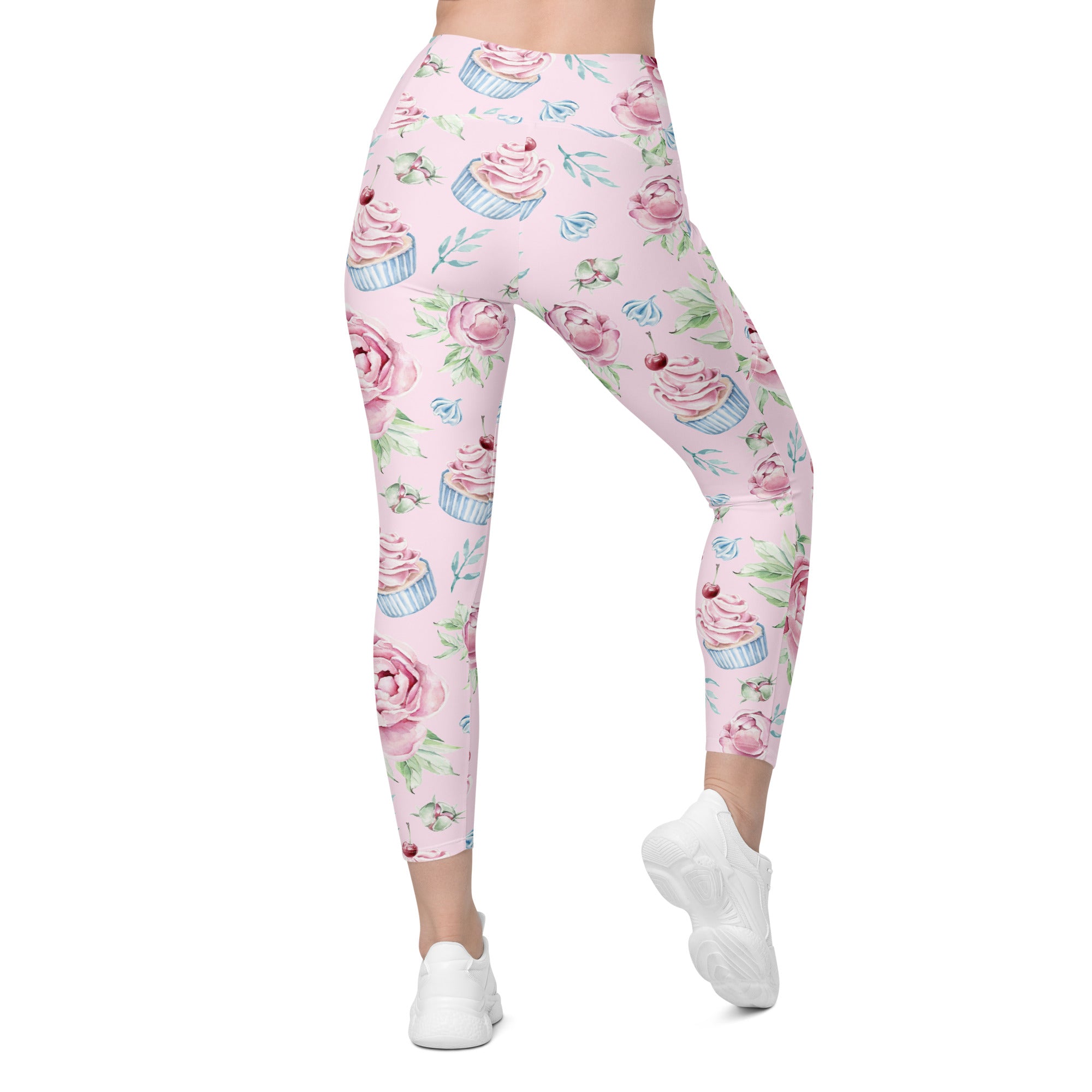 Cupcakes Crossover Leggings With Pockets