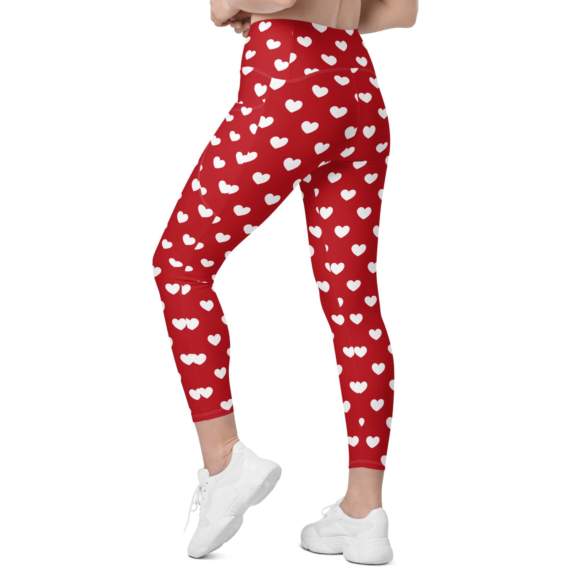Cupid's Hearts Crossover Leggings With Pockets