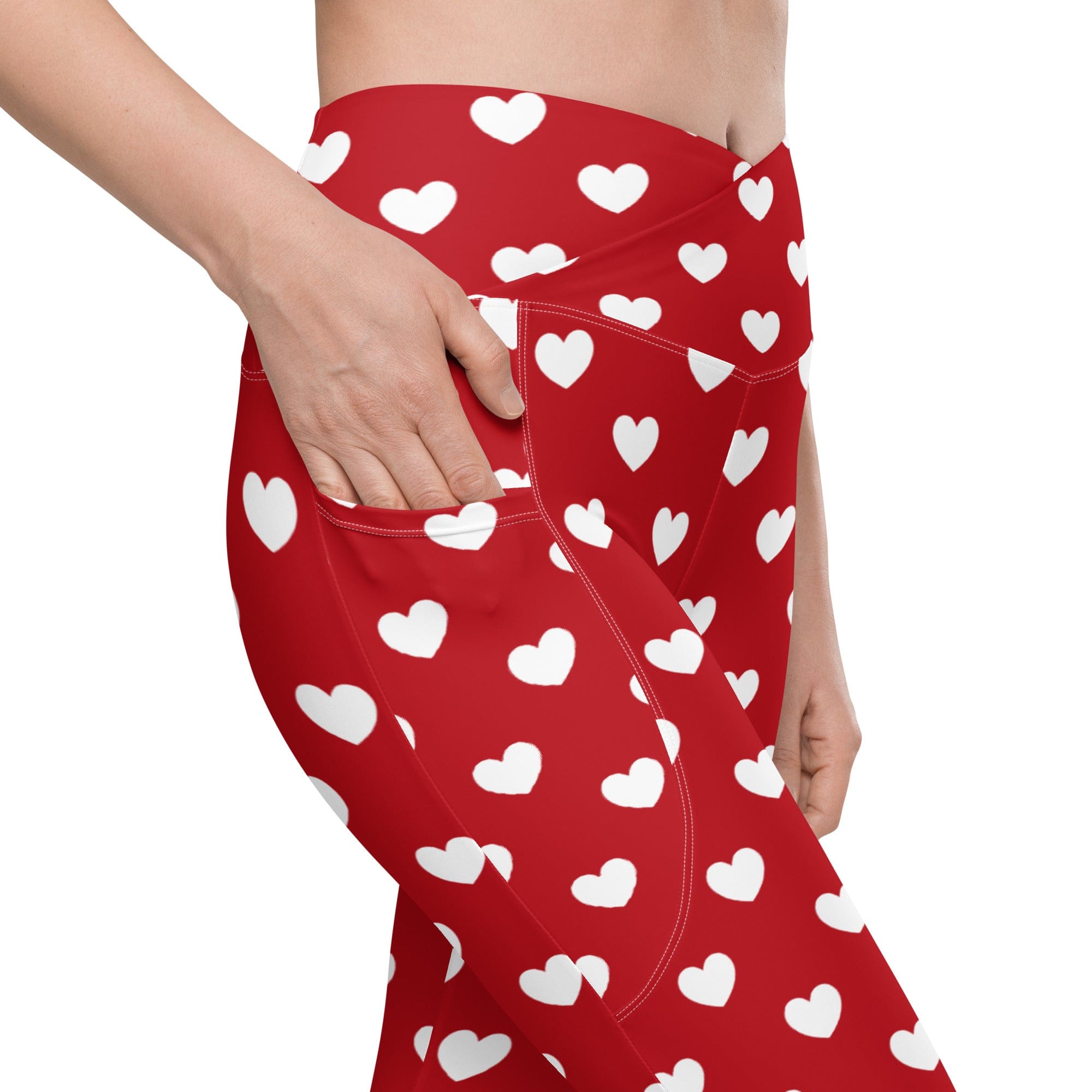 Cupid's Hearts Crossover Leggings With Pockets